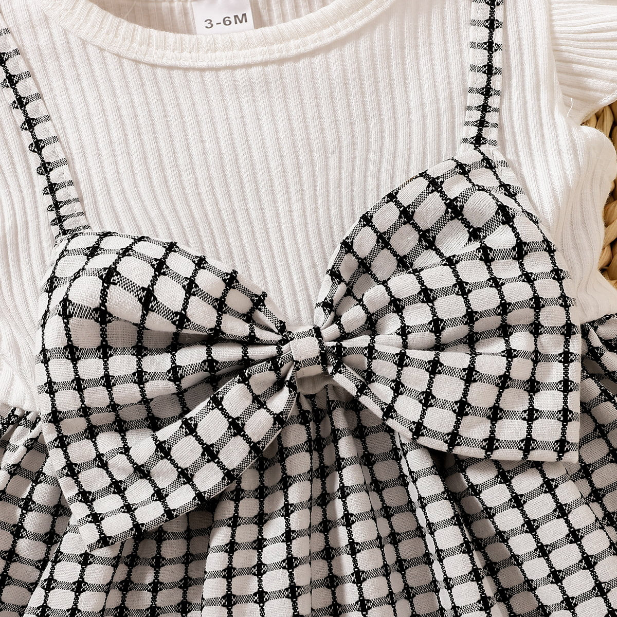 Plaid Bow Detail Round Neck Dress